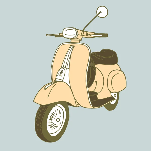 Scooter rétro dessiné à la main — Image vectorielle