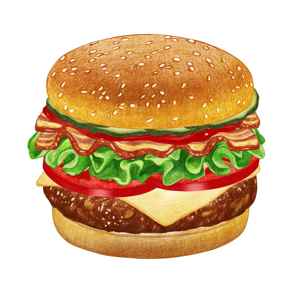 Handgezogener Cheeseburger — Stockvektor