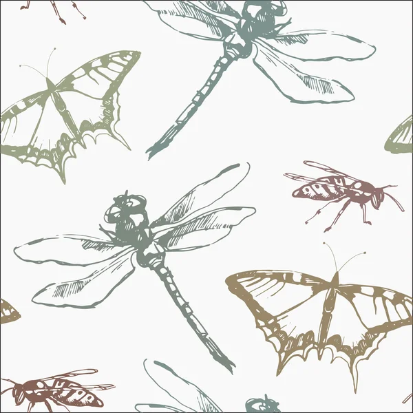 Conjunto de insectos dibujados a mano . — Archivo Imágenes Vectoriales