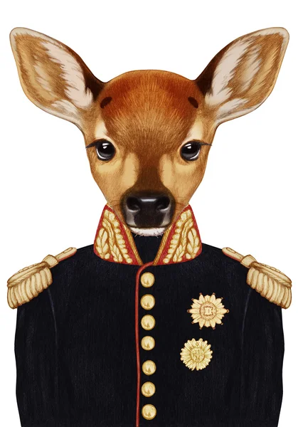 Portret Jelonek w wojskowym mundurze. — Zdjęcie stockowe