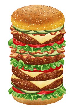 Double Cheeseburger çizilmiş.