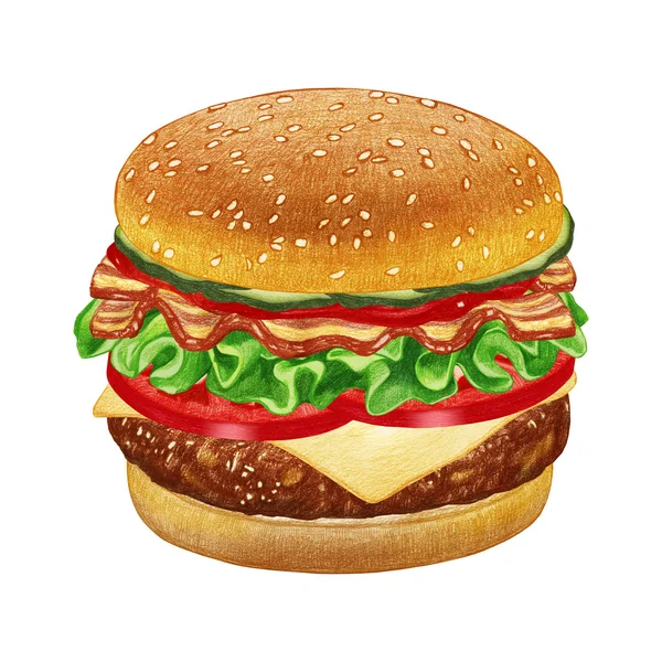 Hand-drawn  cheeseburger. — Stock Photo, Image