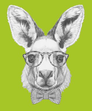 Kanguru portresi ile gözlük ve papyon