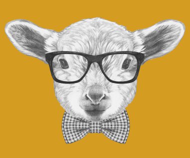 Kuzu dikey, gözlük ve papyon