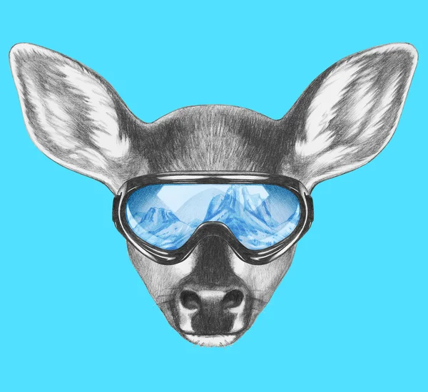 Retrato de Fawn con gafas de esquí . —  Fotos de Stock