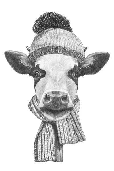 Ritratto di agnello con cappello e sciarpa . — Foto Stock