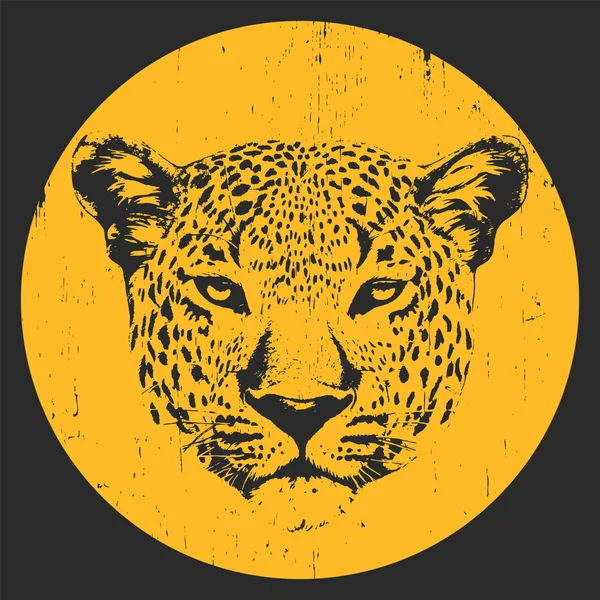 Tisk výkresu Leopard — Stockový vektor