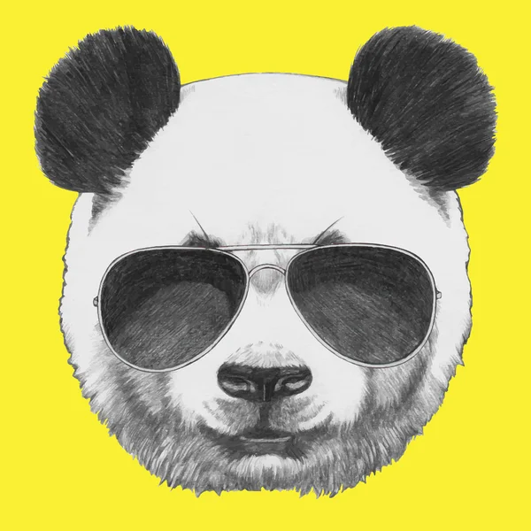 Retrato de Panda com óculos de sol — Vetor de Stock