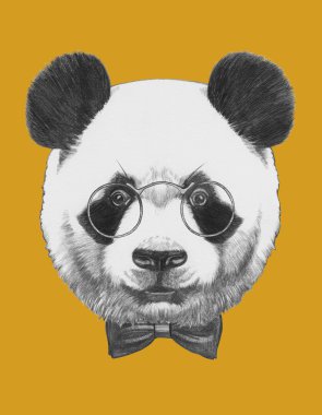 Gözlük ve papyon ile Panda