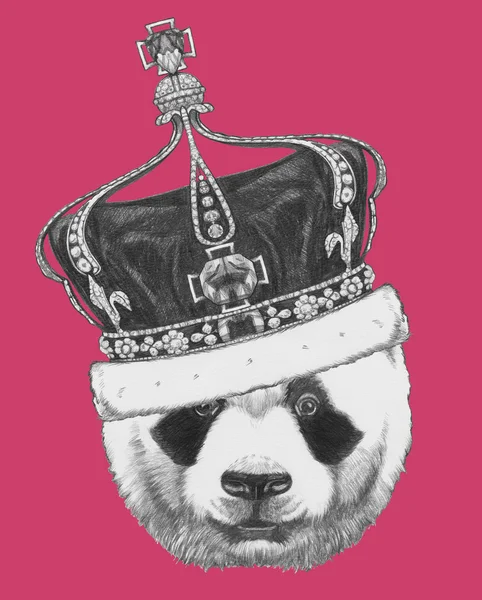 Оригінальні креслення панда з короною — стокове фото