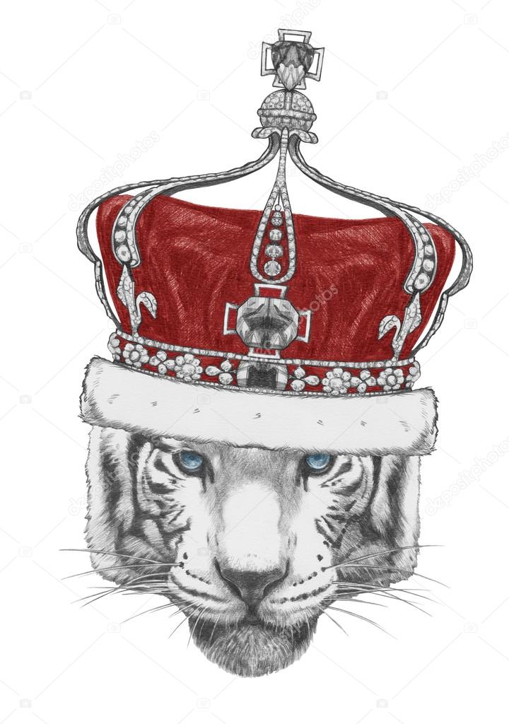 Original drawing of Tiger with crown