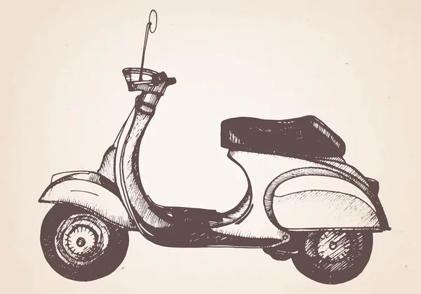 Hand dras retro scooter — Stock vektor