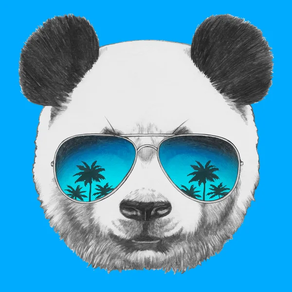 Panda avec lunettes de soleil miroir — Image vectorielle