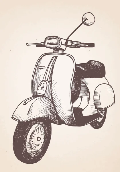 Hand getrokken retro scooter — Stockvector