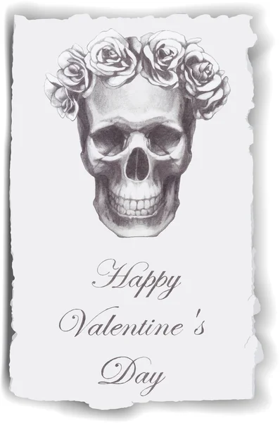 Walentynki kartkę z życzeniami z czaszki — Wektor stockowy