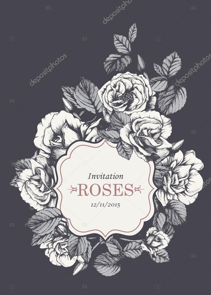 vintage invitation with roses