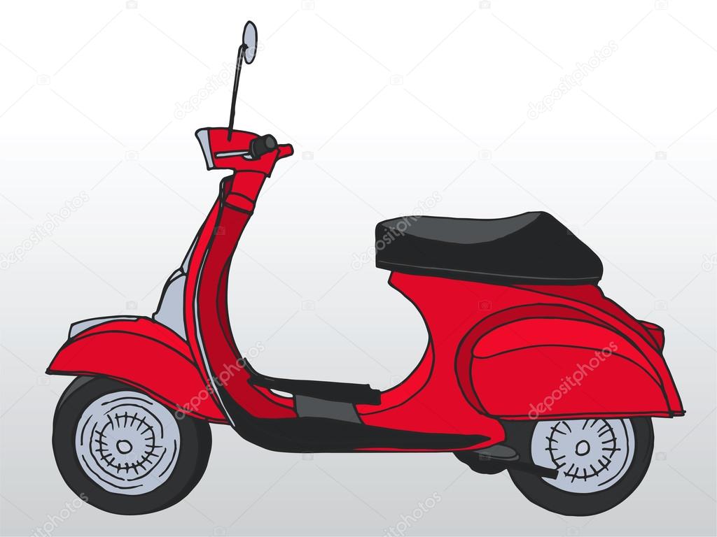 Ретро Скутер Ручной Работы Векторное Изображение ©Victoria_Novak.