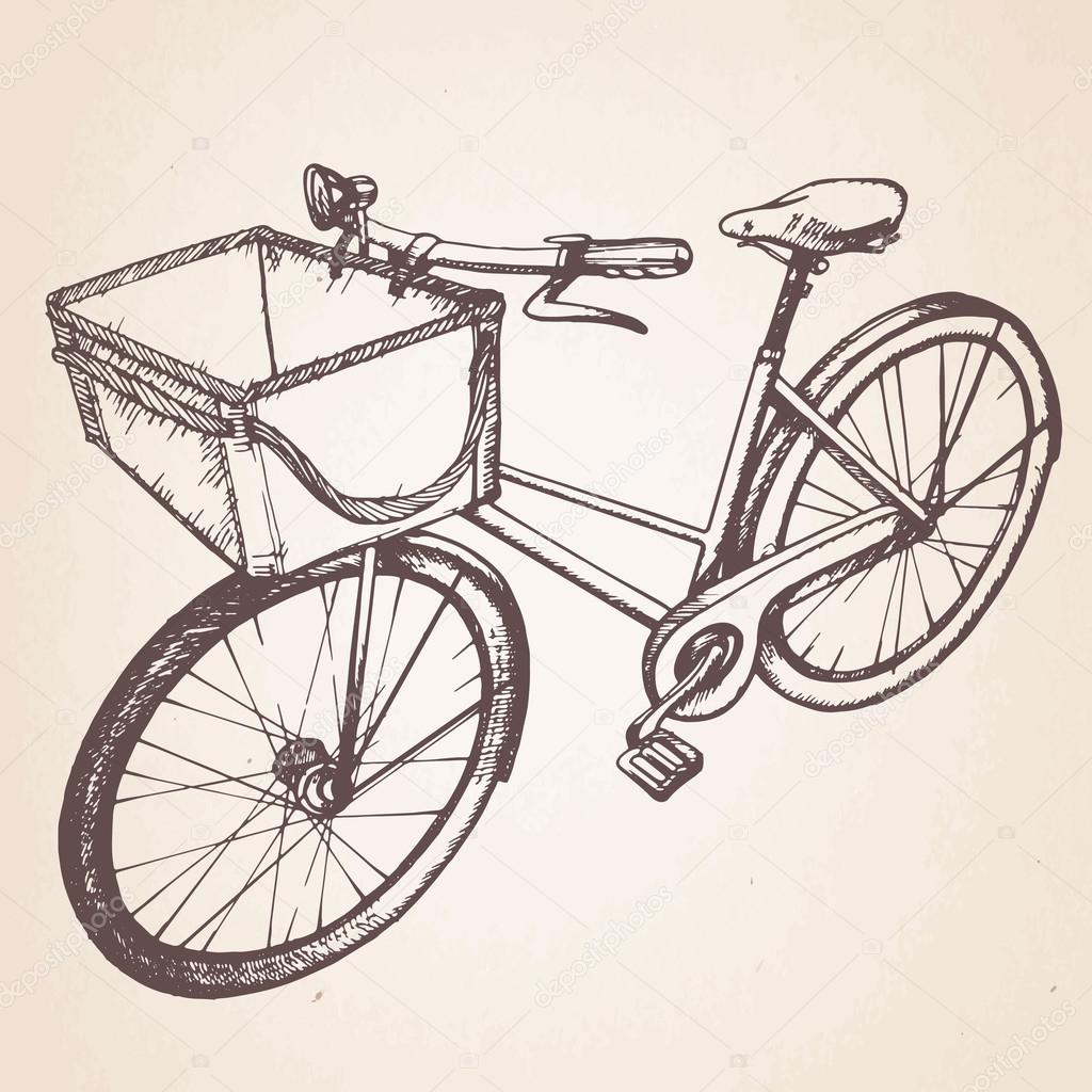 Hand drawn retro bicycle