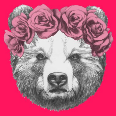 Çiçek baş çelenk ile ayı