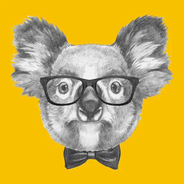 Koala mit Brille und Fliege — Stockvektor