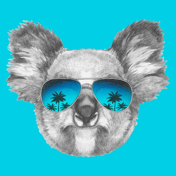 Koala con gafas de sol espejo — Vector de stock