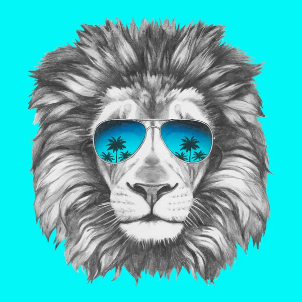 Portret lwa z okulary — Wektor stockowy