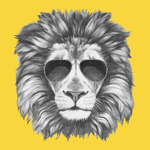 Портрет Льва в солнечных очках — стоковый вектор