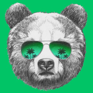 Bear with mirror sunglasses clipart