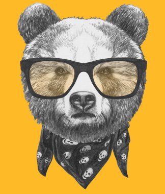 Gözlüklü ayı özgün çizim