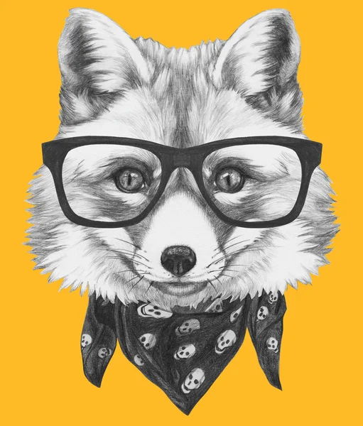 Dibujo original de Fox con gafas —  Fotos de Stock