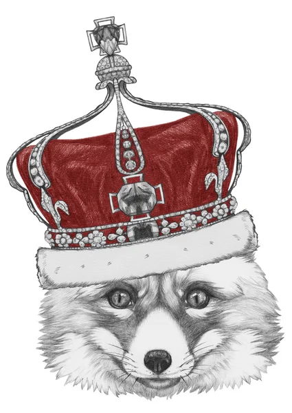 Kresba Fox s korunou — Stock fotografie