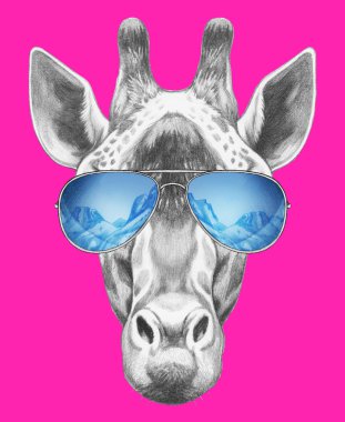 Zürafa ayna güneş gözlüğü ile