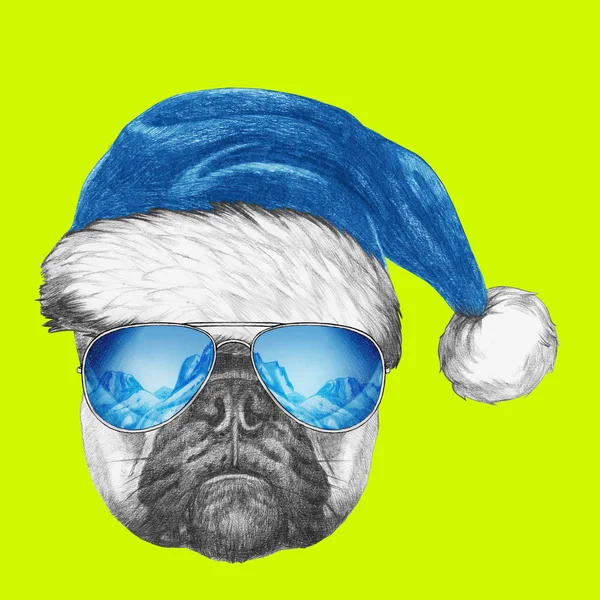 Buldog francuski z Santa Hat. — Zdjęcie stockowe