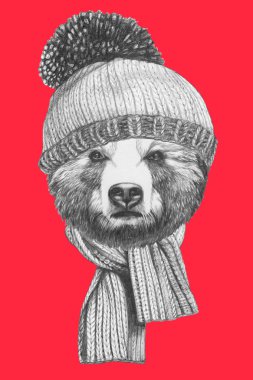 Şapka ile ayı ve eşarp