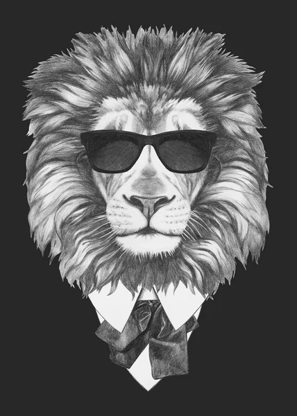 Portrait of Lion in suit Stock Image