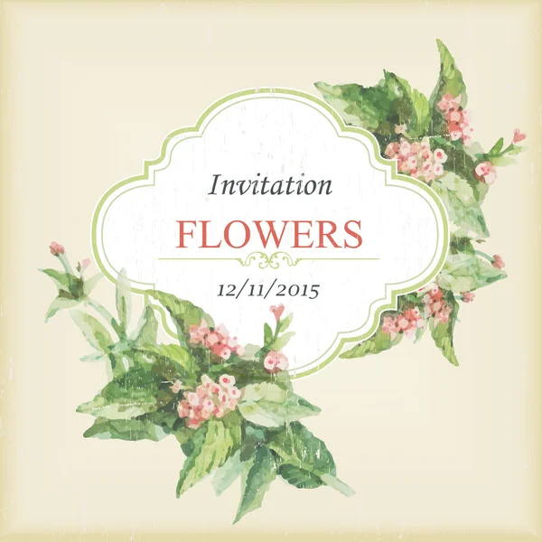 Vintage invitation card with flowers — Stock Vector