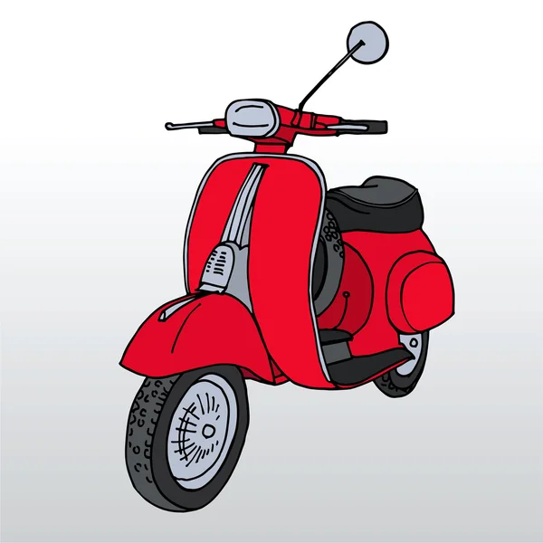 Retro red scooter — Stock Vector
