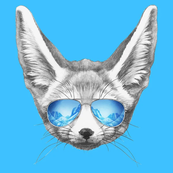 Fennec Fox with mirror sunglasses — Stock Photo, Image