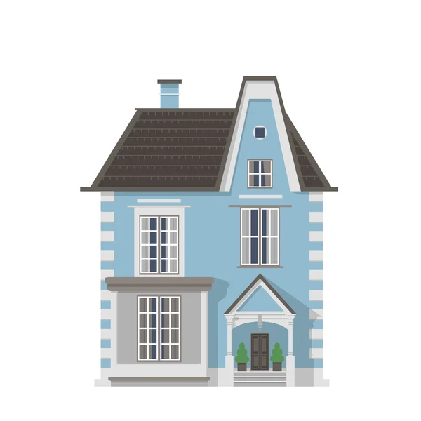 Victorian blue village house — Stock Vector