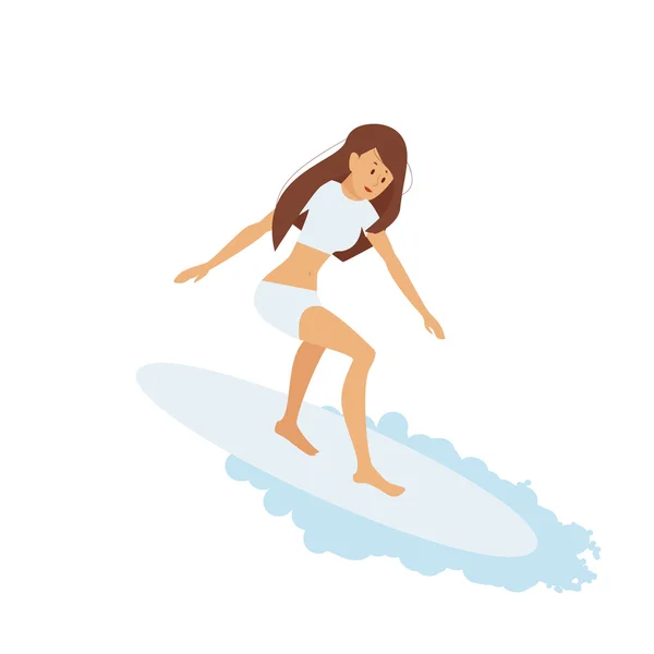 Surfista chica aislada — Vector de stock