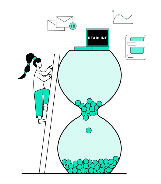 Concept Sur Sujet Date Limite Style Contour Fille Monte Les — Image vectorielle