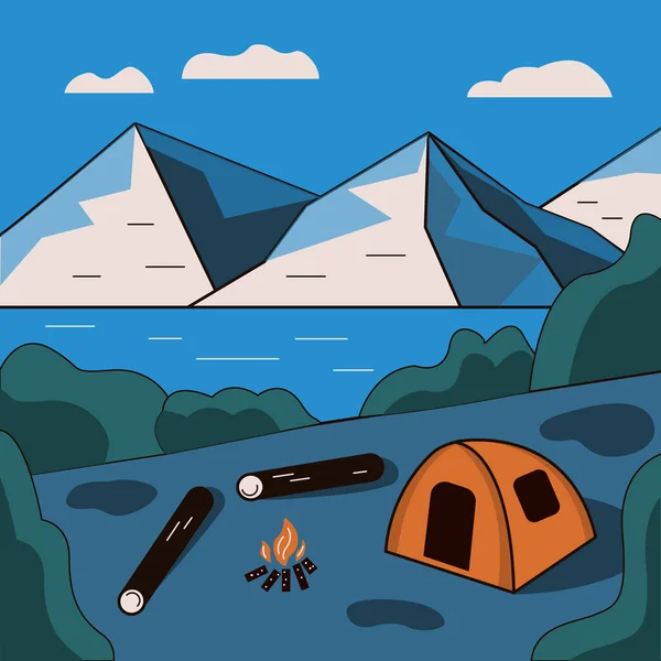Campamento Verano Las Montañas — Vector de stock