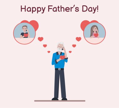 Yaşlı bir baba telefonda konuşuyor.