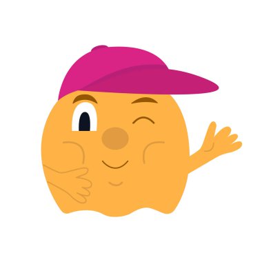 Pembe şapkalı neşeli, parlak yaratık.