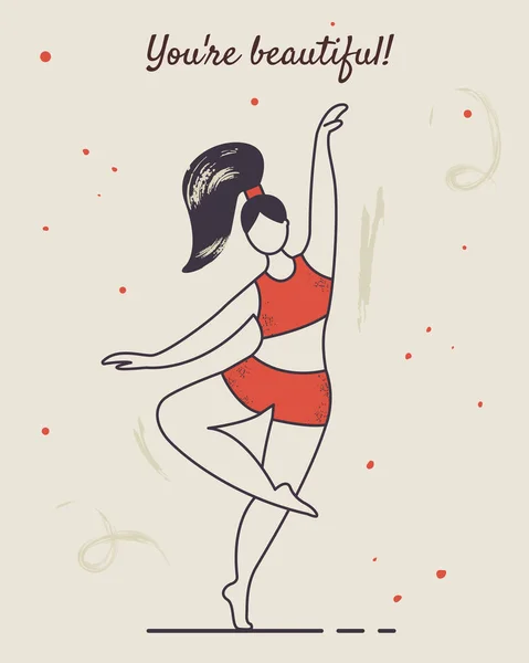 Une Fille Dodue Dansant Short Haut Leva Main Belle Pose — Image vectorielle