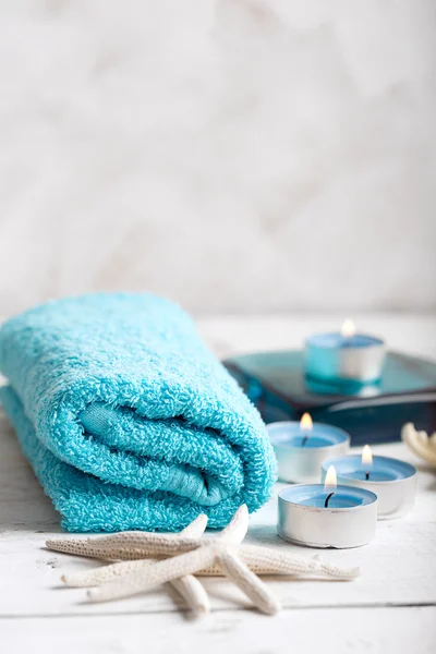 Spa ainda vida com toalha — Fotografia de Stock