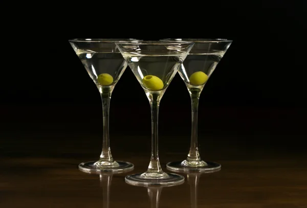 Tre glas med en martini drink — Stockfoto
