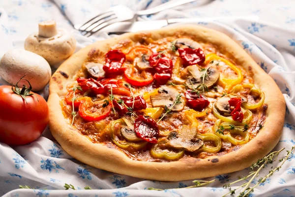 Vegan pizza with vegetables