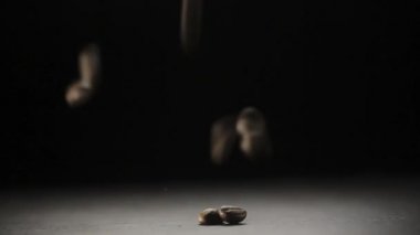 Kavrulmuş kahve çekirdekleri düşer