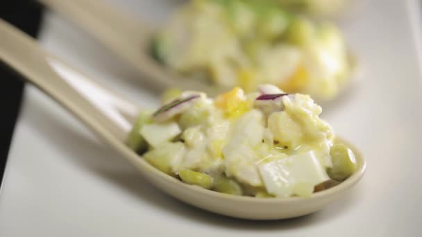 Chef-kok siert salade met dille — Stockvideo